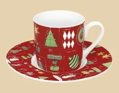 Cheap Espressoset Holiday Scene - Red Christmas