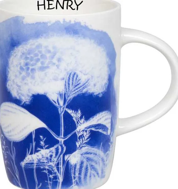 Cheap Mug Cyan Blue Hydrangea + Name Mugs With Names