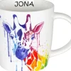 Flash Sale Mug Watercol. Animals-Giraffe+Name Mugs With Names