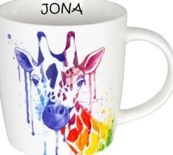 Flash Sale Mug Watercol. Animals-Giraffe+Name Mugs With Names