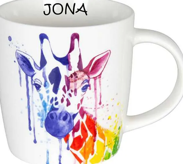 Flash Sale Mug Watercol. Animals-Giraffe+Name Mugs With Names