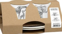 Store Set Of 2 Espresso In Giftbox Amazing Anim.-Giraffe&Elephant Animals