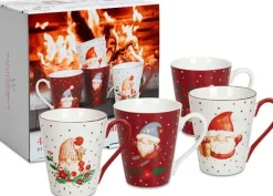 New Set Of 4 Mugs With Gift Box Gnome Winter