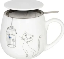 Discount Snuggle Mug, Sieve And Cover Cats And Birds Animals