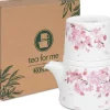 New Tea Pot+Coaster+Mug+Gift Box Tea For Me Cherry Blossoms Tea